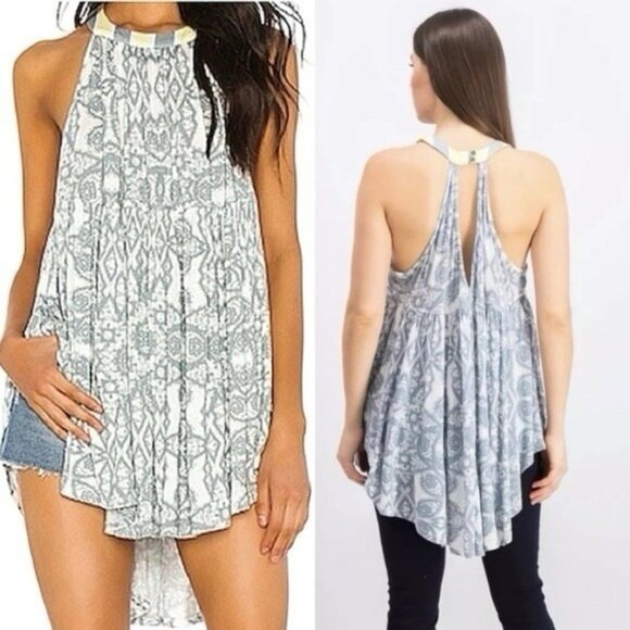 NWT Free People Women's Mimi Tunic Top MEDIUM Oversized High Neck‎ Tank OB944887 - Picture 1 of 16